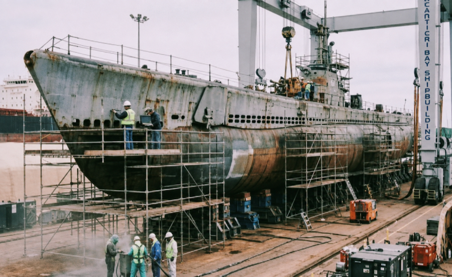 WWII Sub in dry dock